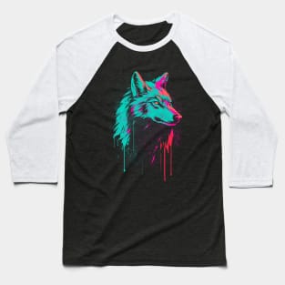 Splatter retro wolf Baseball T-Shirt